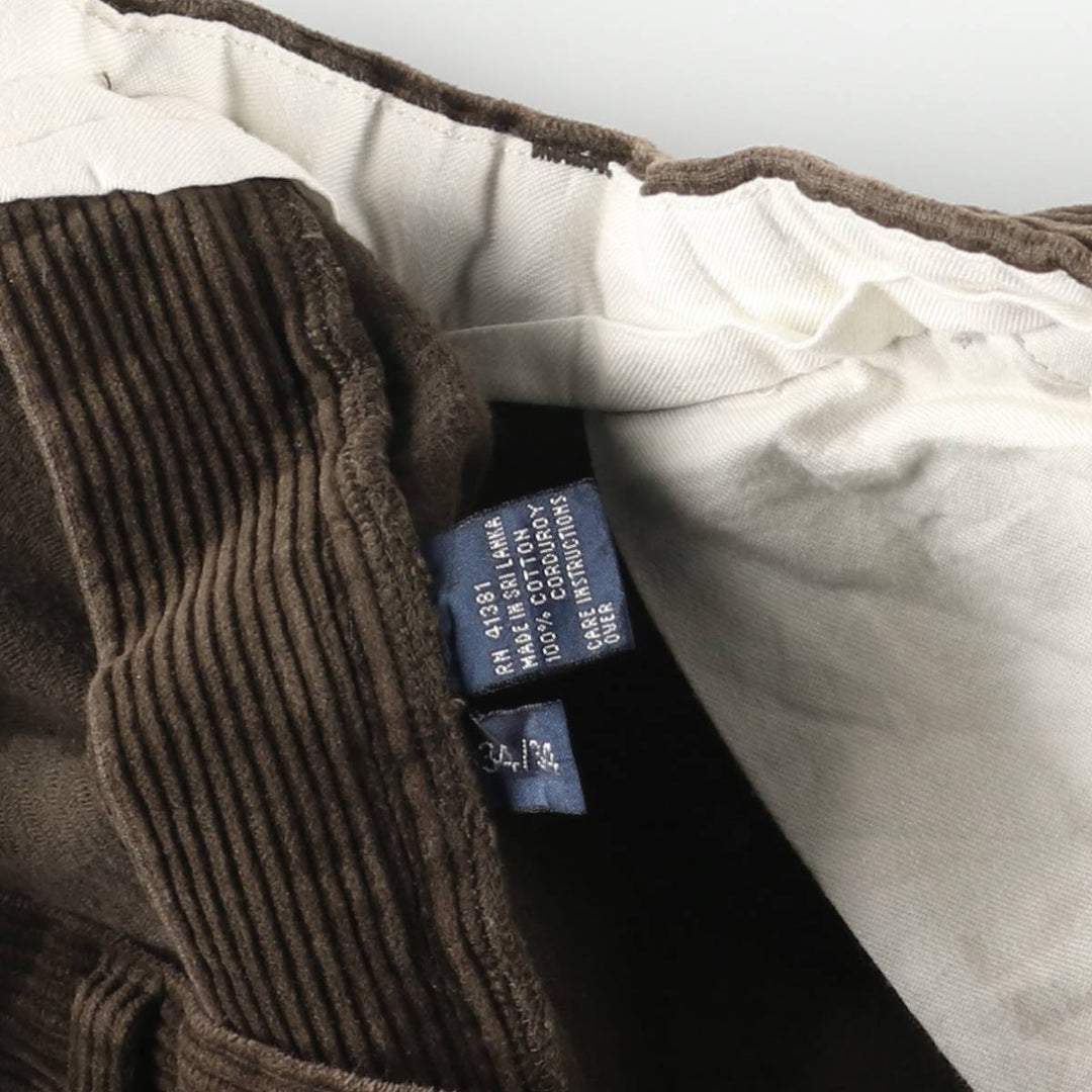 Ralph Lauren POLO by Ralph Lauren Two-pleat Corduroy Pants, Men's, Size W32 cotton brown type Vintage Second Hand