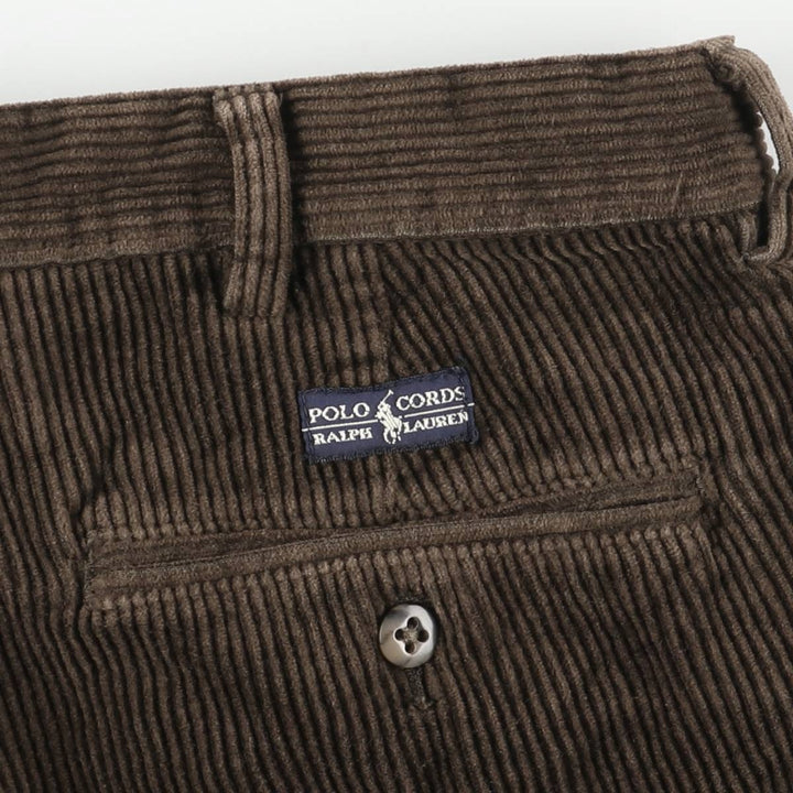 Ralph Lauren POLO by Ralph Lauren Two-pleat Corduroy Pants, Men's, Size W32 cotton brown type Vintage Second Hand