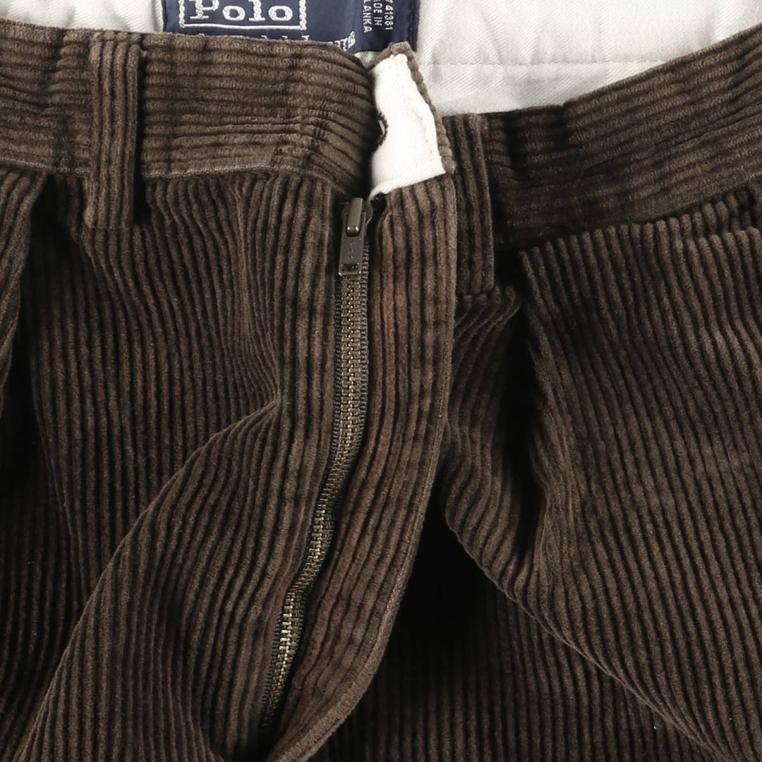 Ralph Lauren POLO by Ralph Lauren Two-pleat Corduroy Pants, Men's, Size W32 cotton brown type Vintage Second Hand