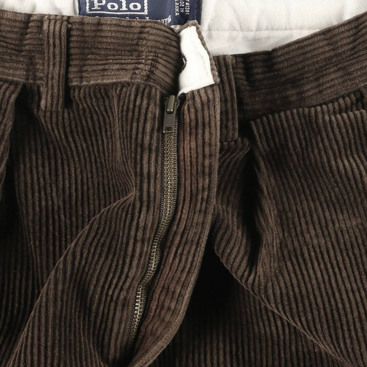 Ralph Lauren POLO by Ralph Lauren Two-pleat Corduroy Pants, Men's, Size W32 cotton brown type Vintage Second Hand