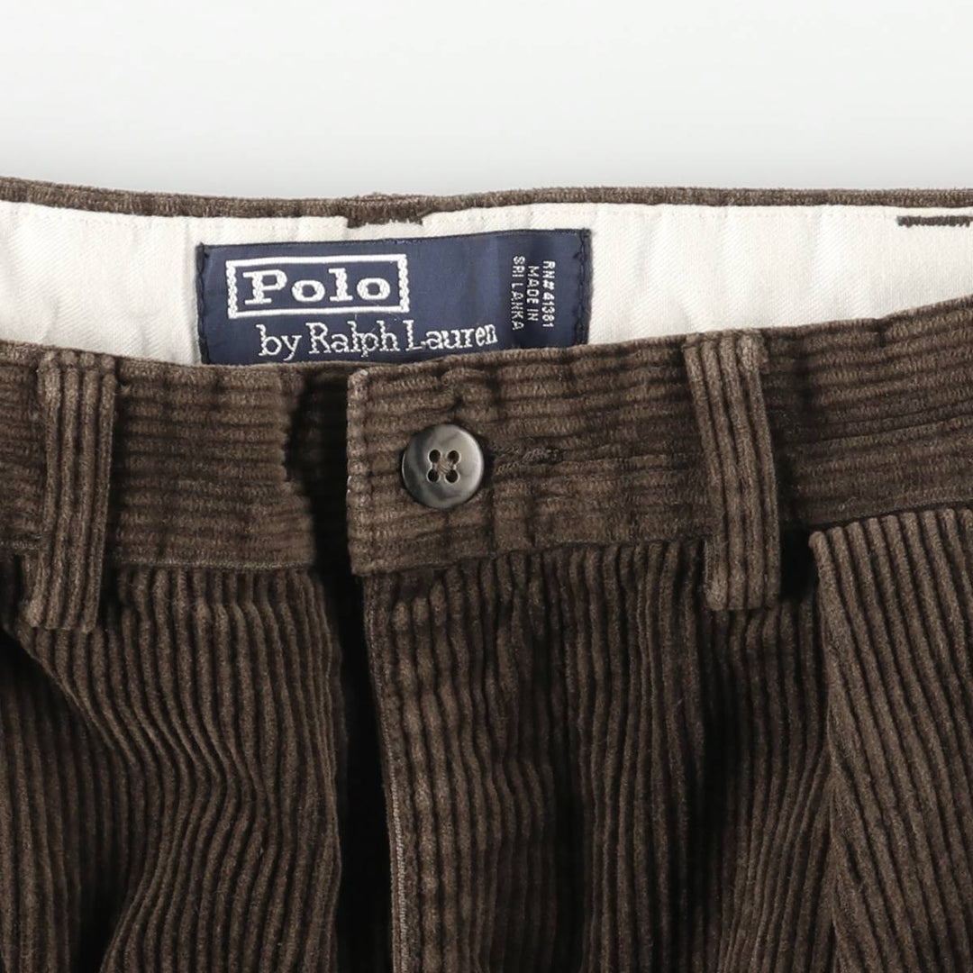 Ralph Lauren POLO by Ralph Lauren Two-pleat Corduroy Pants, Men's, Size W32 cotton brown type Vintage Second Hand