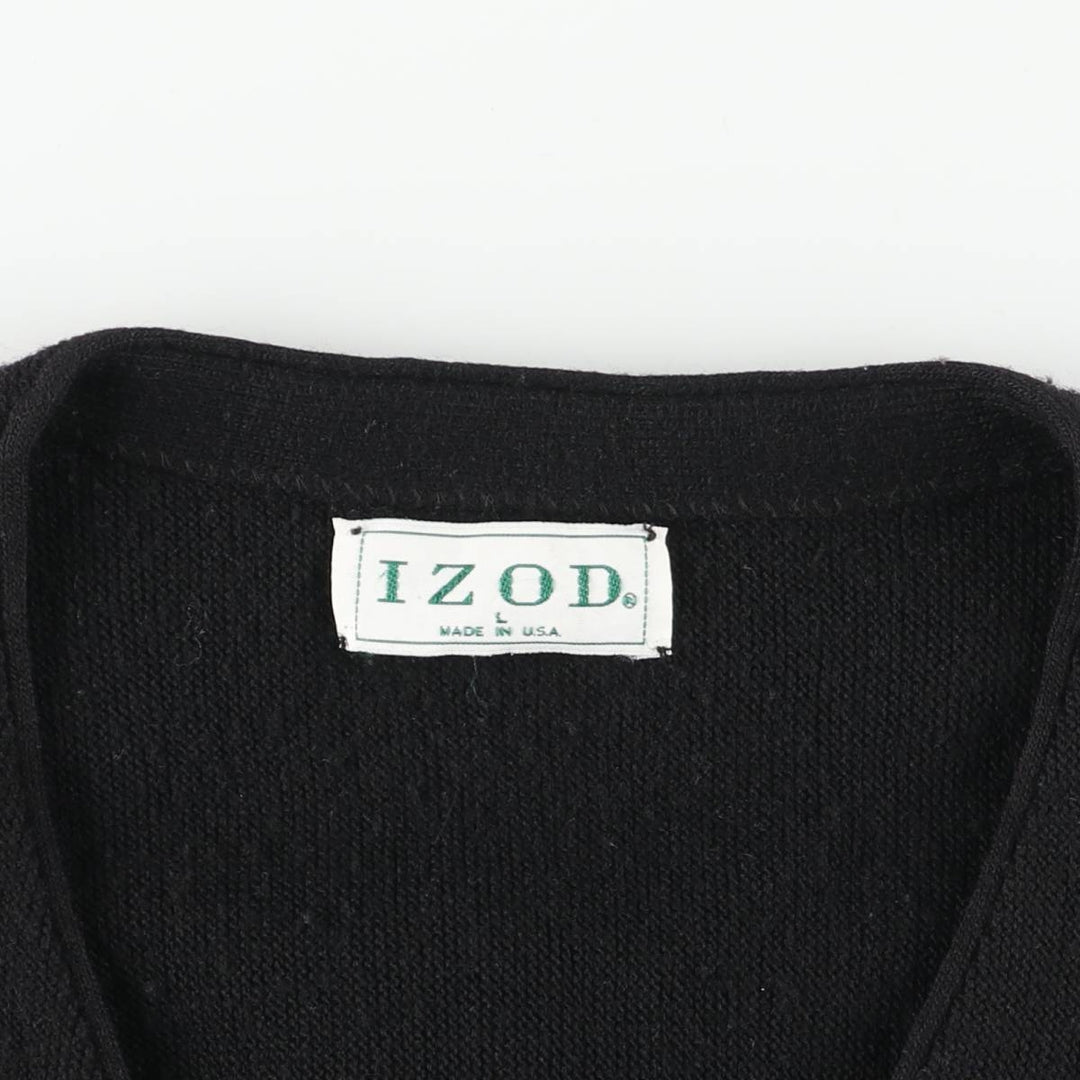 Vintage IZOD acrylic knit cardigan, made in the USA, size L, men's size L acrylic black type Vintage Second Hand