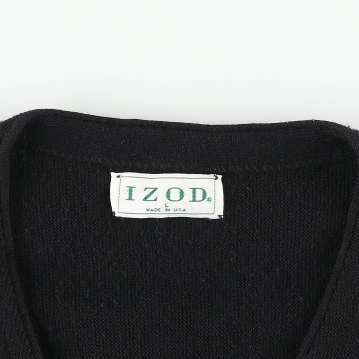 Vintage IZOD acrylic knit cardigan, made in the USA, size L, men's size L acrylic black type Vintage Second Hand