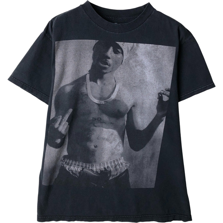 2pac Rap T-shirt, Men's M size cotton black type Vintage Second Hand