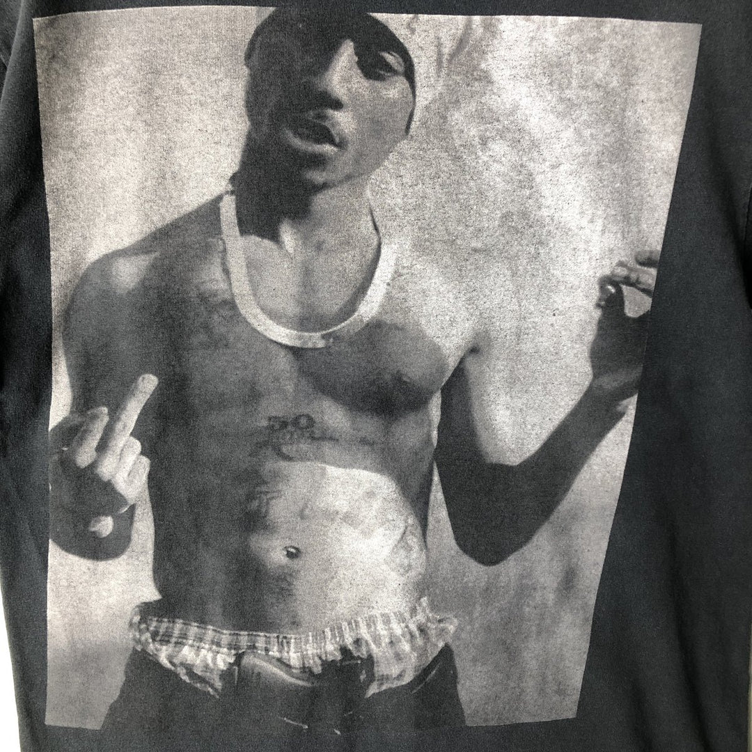 2pac Rap T-shirt, Men's M size cotton black type Vintage Second Hand