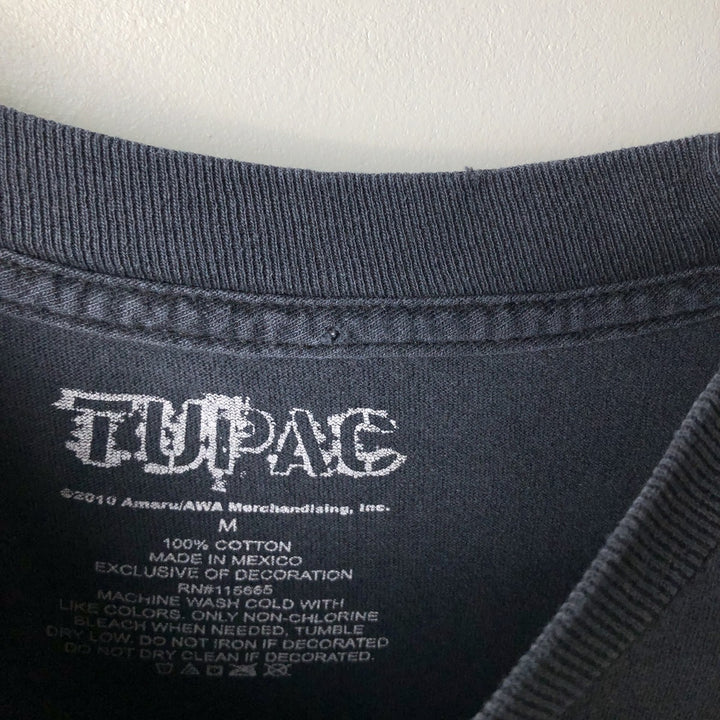 2pac Rap T-shirt, Men's M size cotton black type Vintage Second Hand