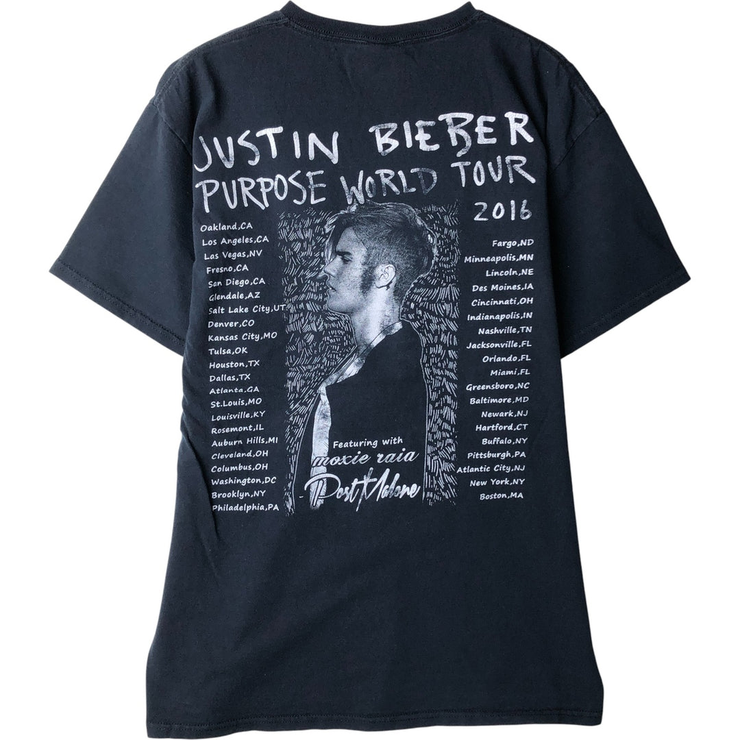 Fruit of the Loom Justin Bieber Band T-Shirt, Men's Size Medium cotton black type Vintage Second Hand