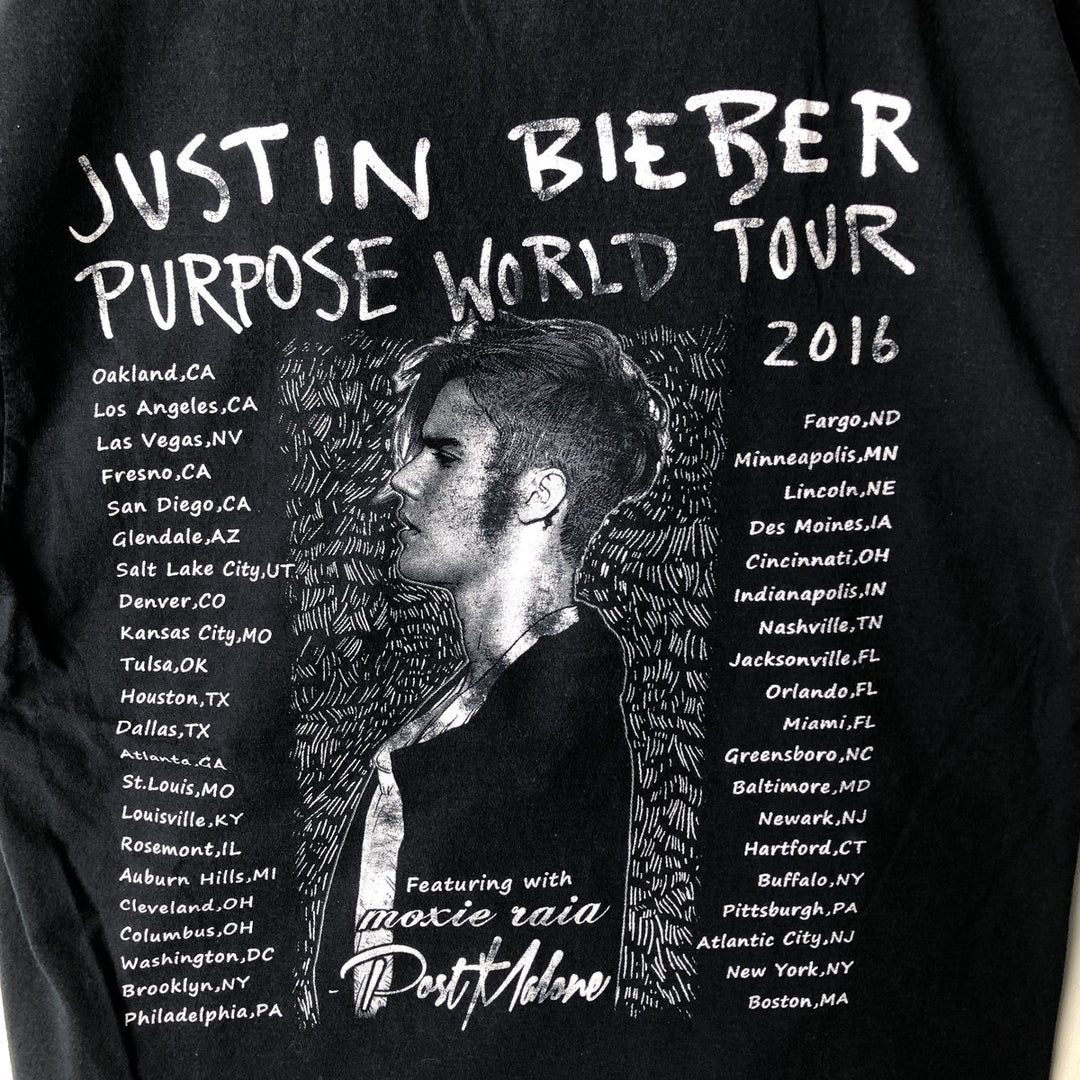 Fruit of the Loom Justin Bieber Band T-Shirt, Men's Size Medium cotton black type Vintage Second Hand