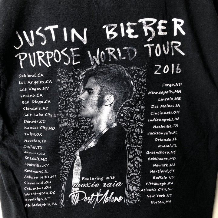 Fruit of the Loom Justin Bieber Band T-Shirt, Men's Size Medium cotton black type Vintage Second Hand