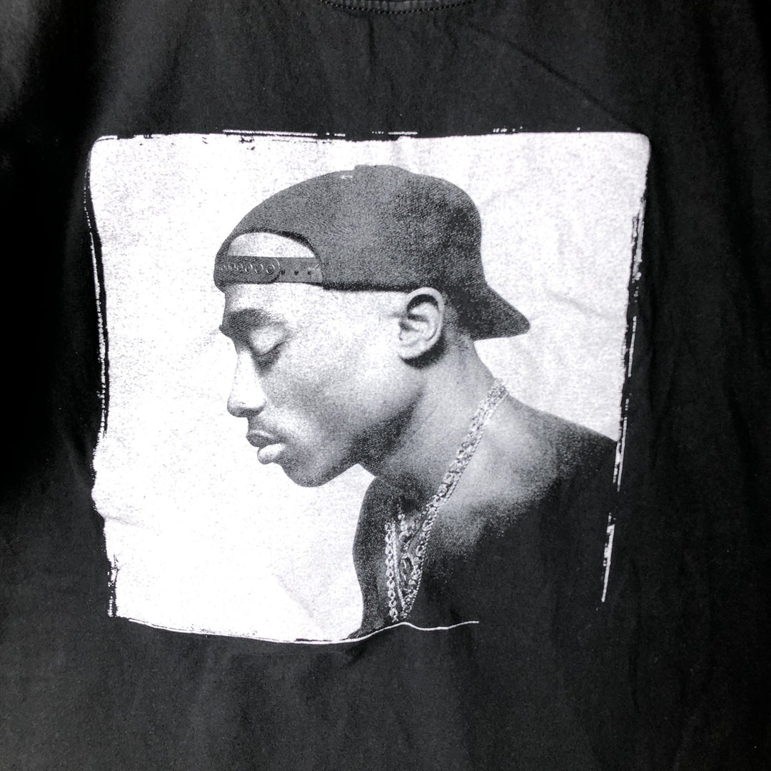 2pac Rap T-shirt, Made in the UK, Men's M size cotton black type Vintage Second Hand