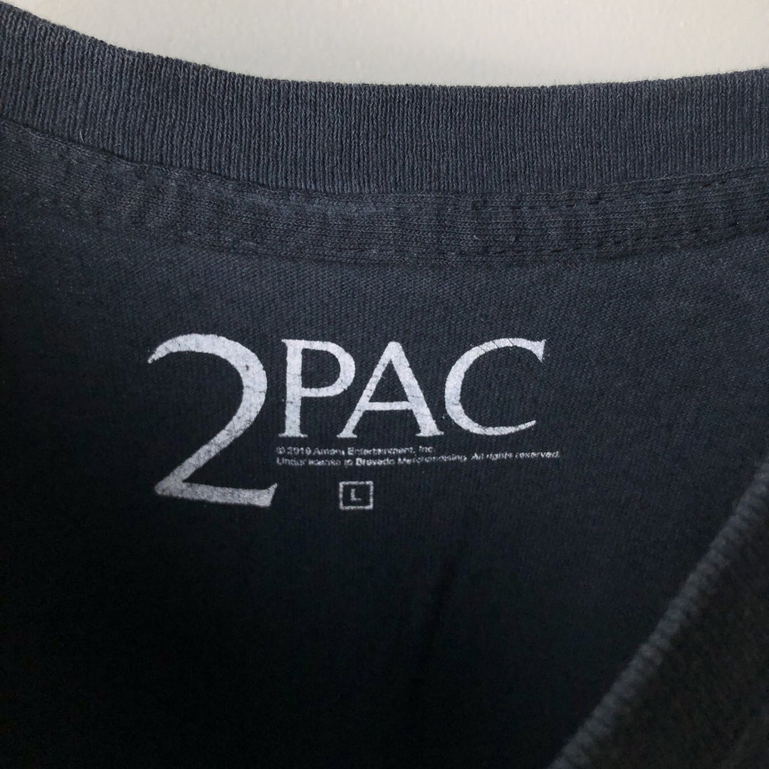 2pac Rap T-shirt, Men's L size unclear black type Vintage Second Hand