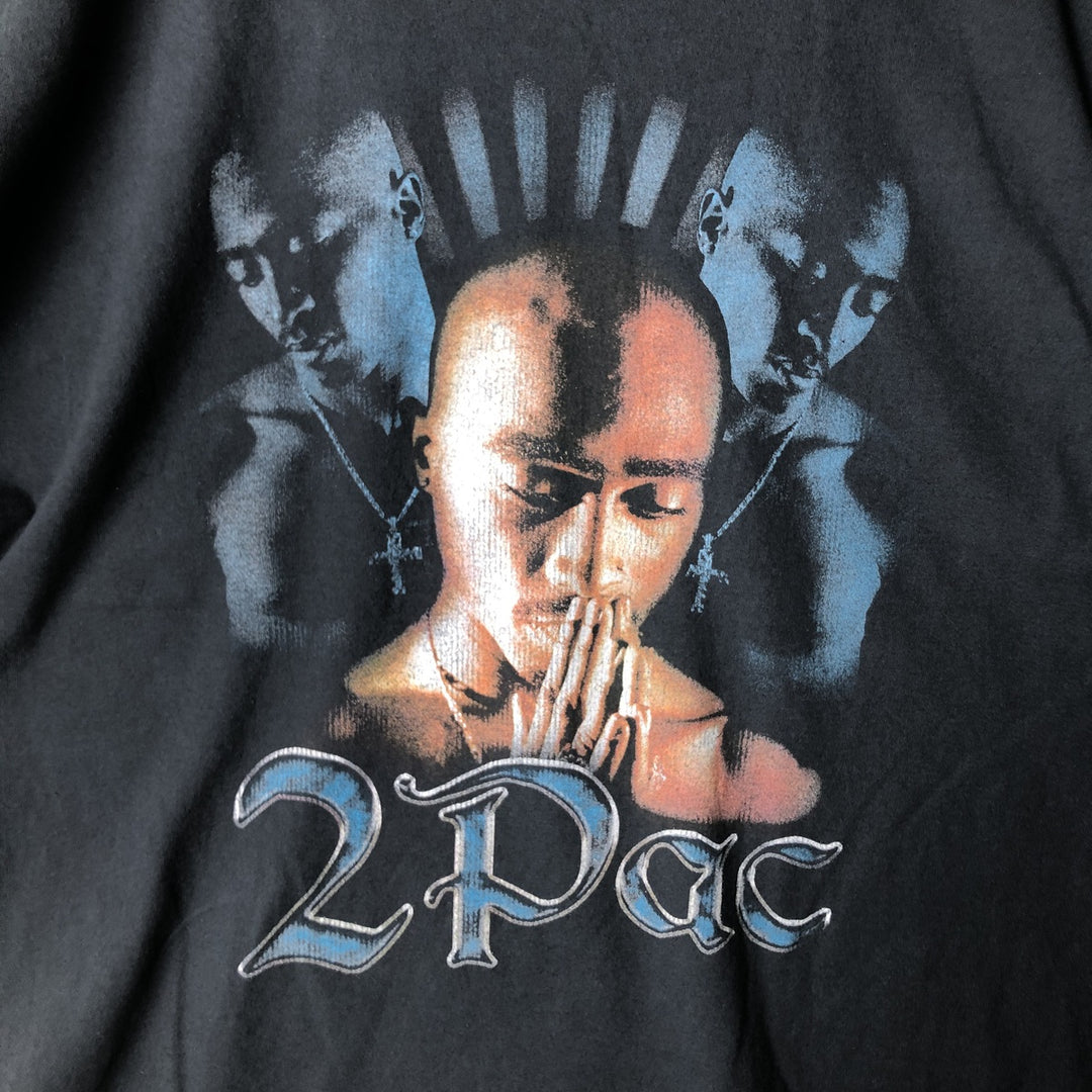 2pac Rap T-shirt, Men's L size unclear black type Vintage Second Hand