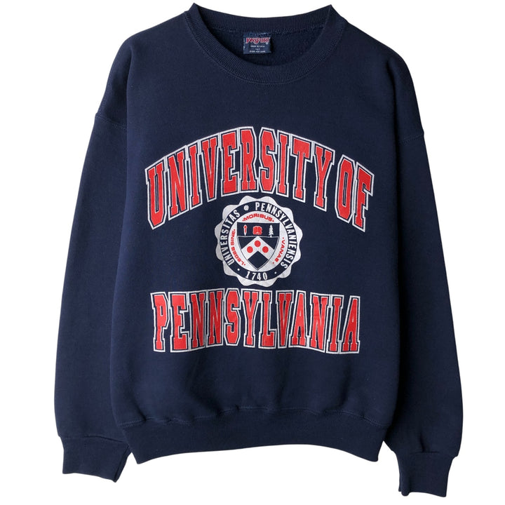 90'S JanSport University of Pennsylvania triple print college sweatshirt, made in the USA, men's size L polyester navy blue type Vintage Second Hand