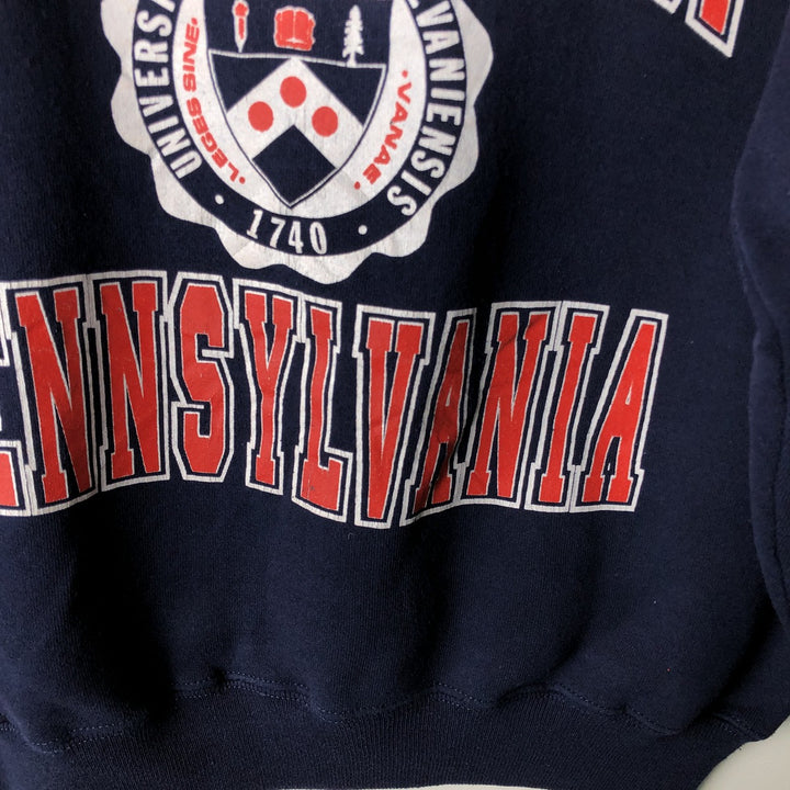 90'S JanSport University of Pennsylvania triple print college sweatshirt, made in the USA, men's size L polyester navy blue type Vintage Second Hand