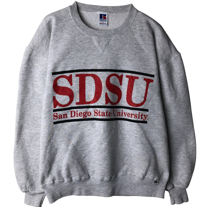 90'S Russell printed sweatshirt, sweatshirt, made in USA, men's size L, vintage cotton gray type Vintage Second Hand