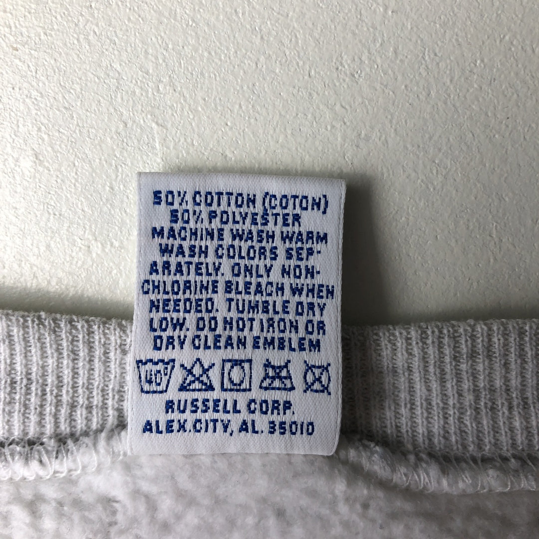 90'S Russell printed sweatshirt, sweatshirt, made in USA, men's size L, vintage cotton gray type Vintage Second Hand