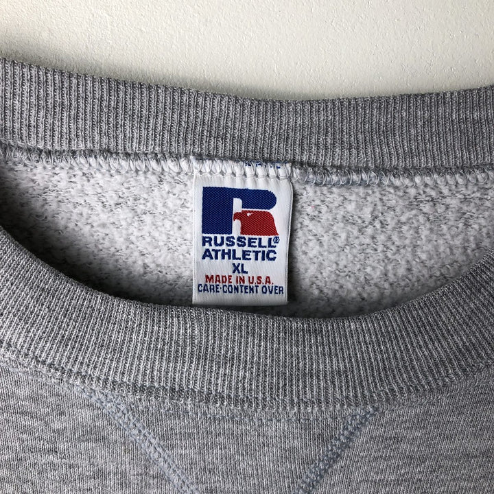 90'S Russell College Sweatshirt, Made in USA, Men's XL, Vintage polyester gray type Vintage Second Hand