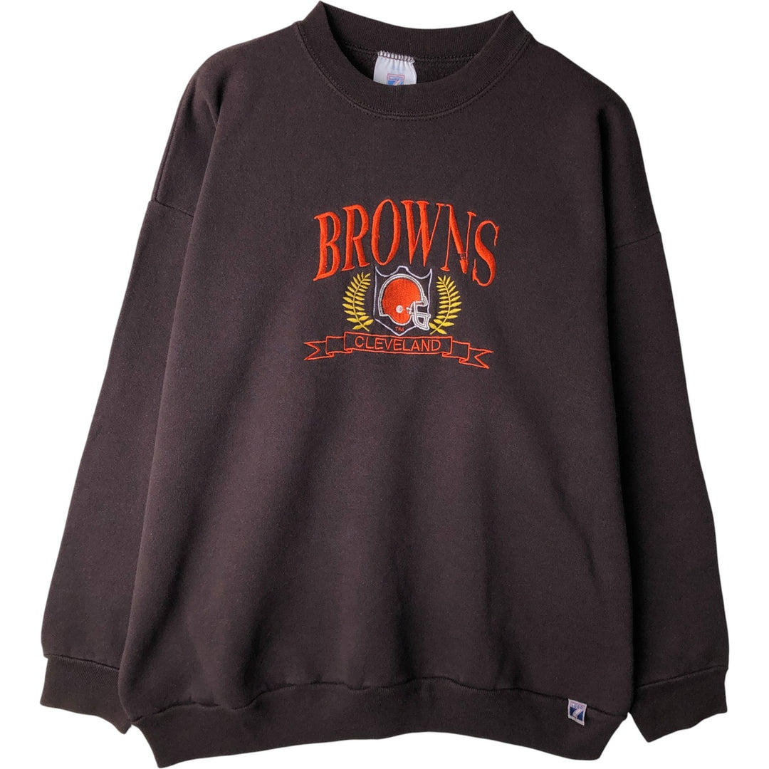 Vintage '90'S Logo Seven LOGO 7 triple-print college sweatshirt, made in the USA, men's size XL cotton brown type Vintage Second Hand