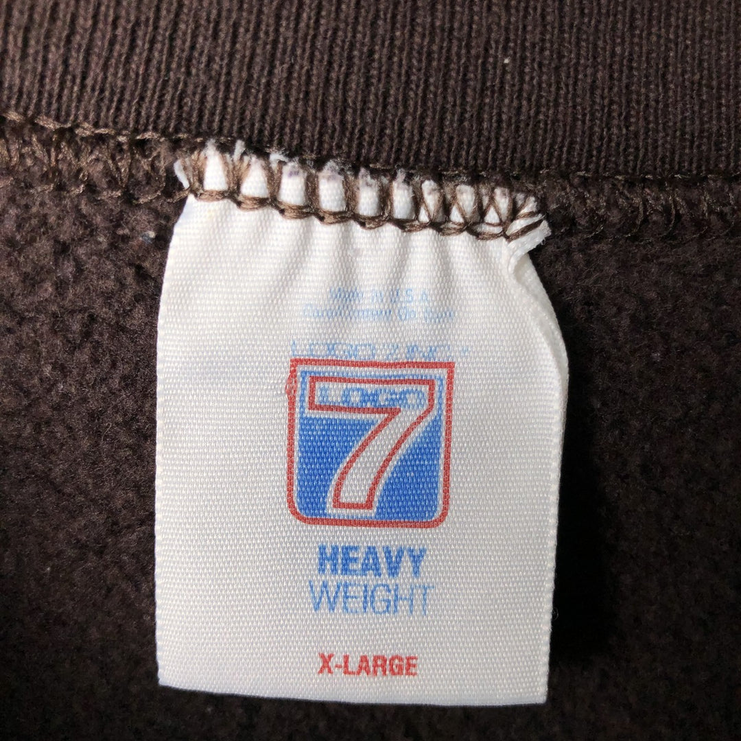 Vintage '90'S Logo Seven LOGO 7 triple-print college sweatshirt, made in the USA, men's size XL cotton brown type Vintage Second Hand