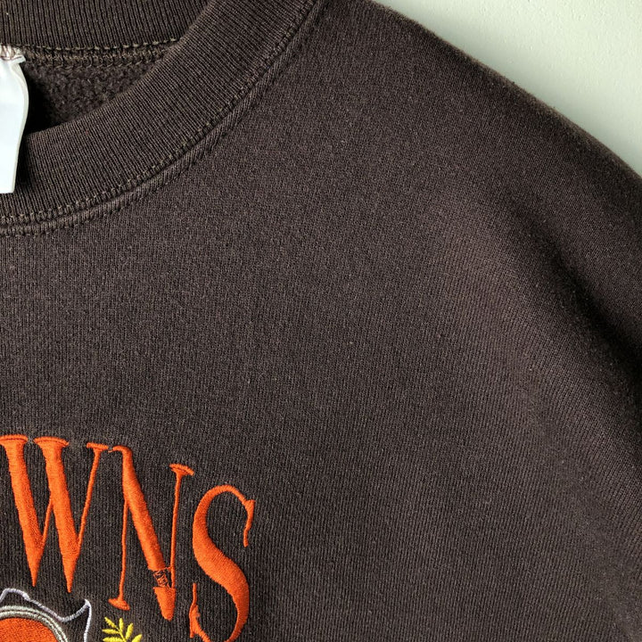 Vintage '90'S Logo Seven LOGO 7 triple-print college sweatshirt, made in the USA, men's size XL cotton brown type Vintage Second Hand