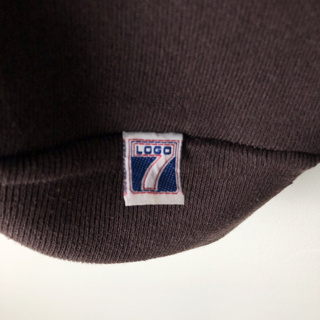 Vintage '90'S Logo Seven LOGO 7 triple-print college sweatshirt, made in the USA, men's size XL cotton brown type Vintage Second Hand