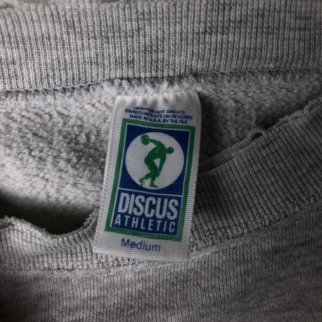 90'S Discus Athletic College Sweatshirt, Made in USA, Men's Size Medium, Vintage cotton gray type Vintage Second Hand
