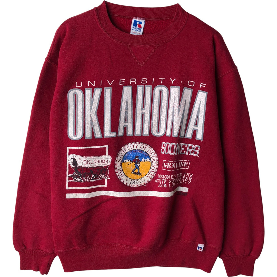 90'S Russell College Sweatshirt, Made in USA, Men's L, Vintage cotton Red type red-purple Vintage Second Hand