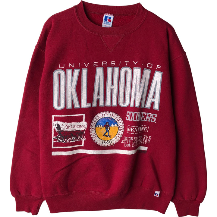90'S Russell College Sweatshirt, Made in USA, Men's L, Vintage cotton Red type red-purple Vintage Second Hand