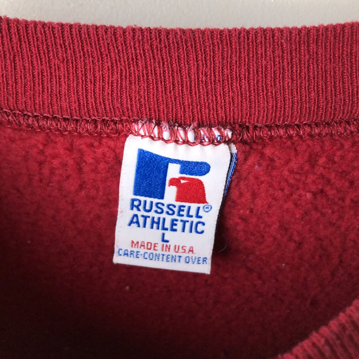 90'S Russell College Sweatshirt, Made in USA, Men's L, Vintage cotton Red type red-purple Vintage Second Hand