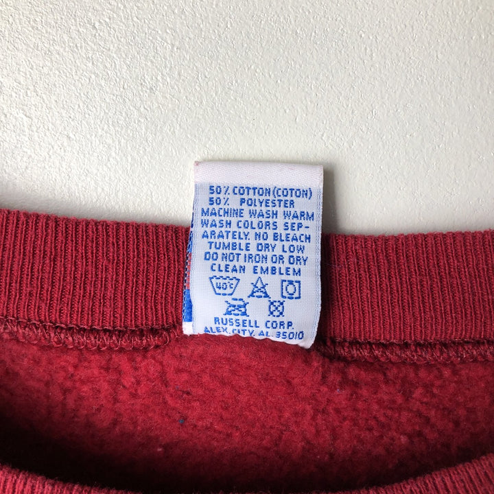 90'S Russell College Sweatshirt, Made in USA, Men's L, Vintage cotton Red type red-purple Vintage Second Hand