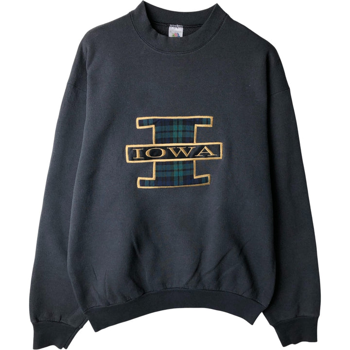 90'S Fruit of the Loom IOWA University of Iowa College Sweatshirt, Made in USA, Men's Size L, Vintage cotton black type Vintage Second Hand