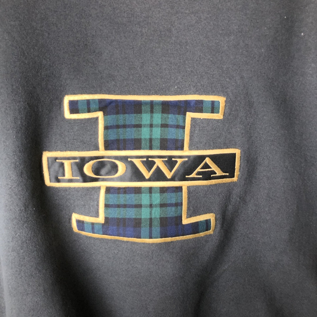 90'S Fruit of the Loom IOWA University of Iowa College Sweatshirt, Made in USA, Men's Size L, Vintage cotton black type Vintage Second Hand