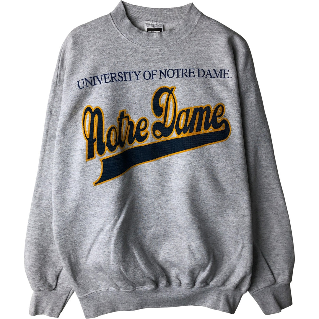 90'S Tartex Superweight University of Notre Dame College Sweatshirt, Made in USA, Men's Size XL cotton gray type Vintage Second Hand