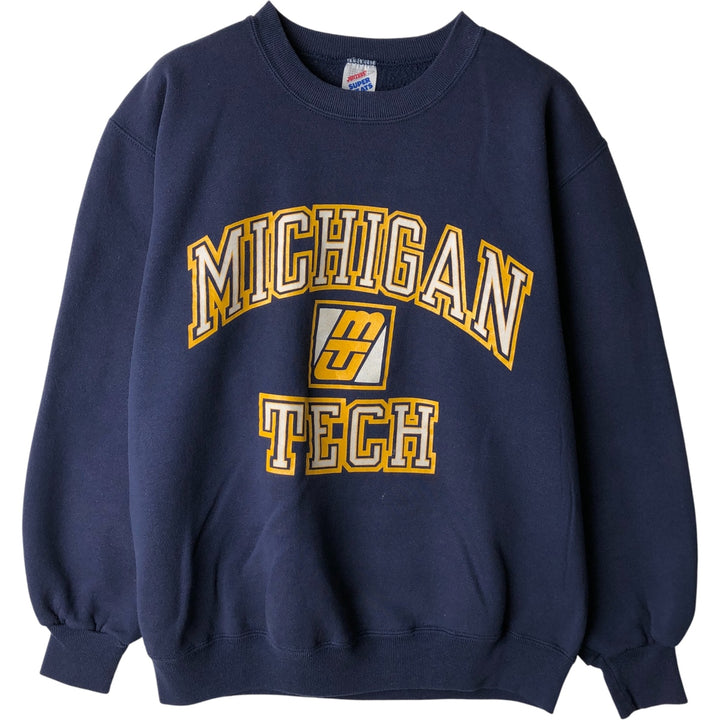 Vintage 80s-90'S Jerzees triple print college sweatshirt, made in the USA, men's size L cotton navy blue type Vintage Second Hand