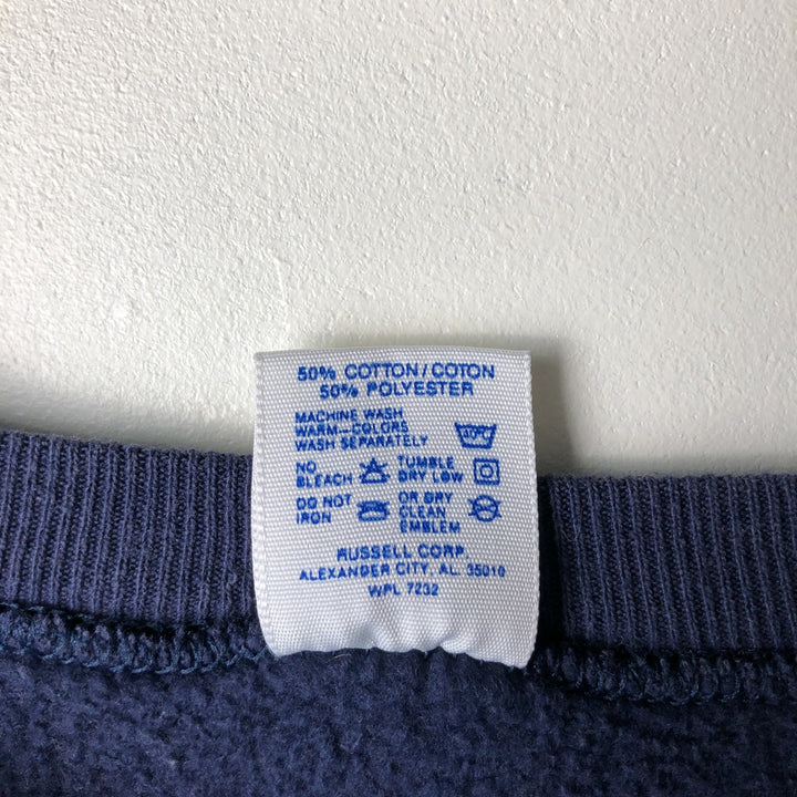 Vintage 80s-90'S Jerzees triple print college sweatshirt, made in the USA, men's size L cotton navy blue type Vintage Second Hand