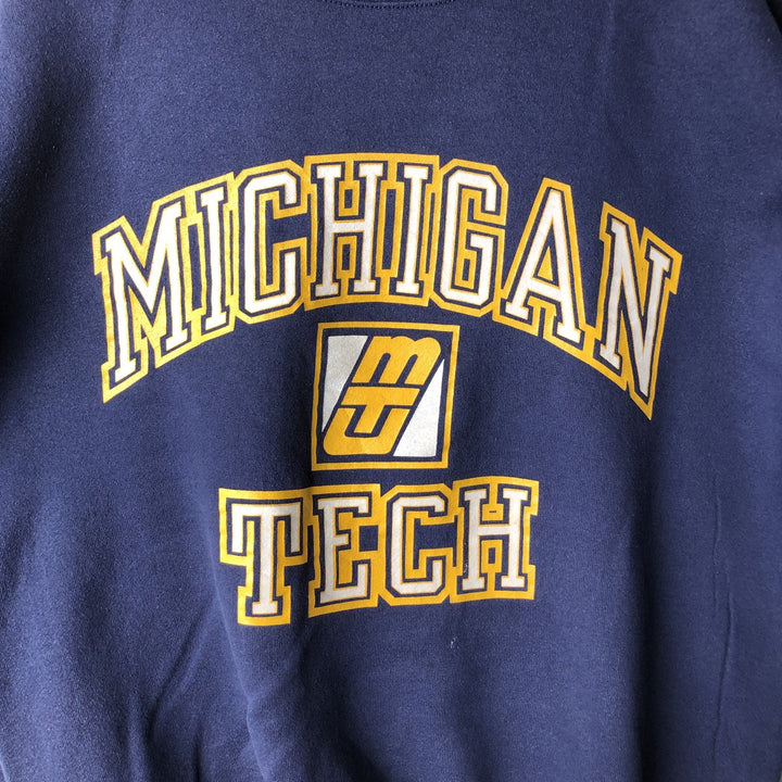 Vintage 80s-90'S Jerzees triple print college sweatshirt, made in the USA, men's size L cotton navy blue type Vintage Second Hand