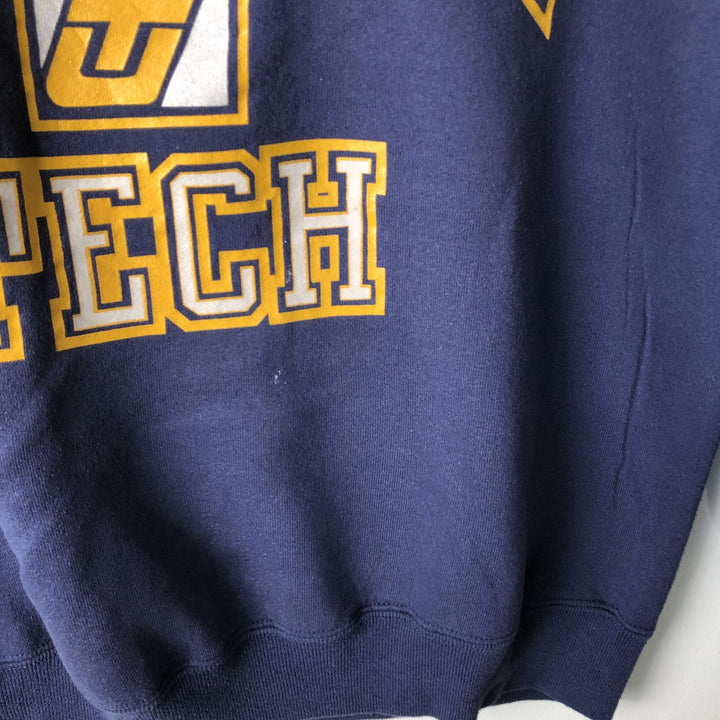 Vintage 80s-90'S Jerzees triple print college sweatshirt, made in the USA, men's size L cotton navy blue type Vintage Second Hand