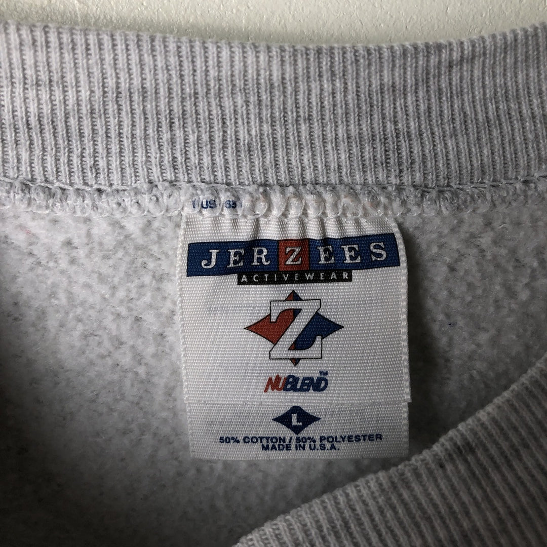 Vintage 90'S Jerzees triple print college sweatshirt, made in the USA, men's size L cotton gray type Vintage Second Hand