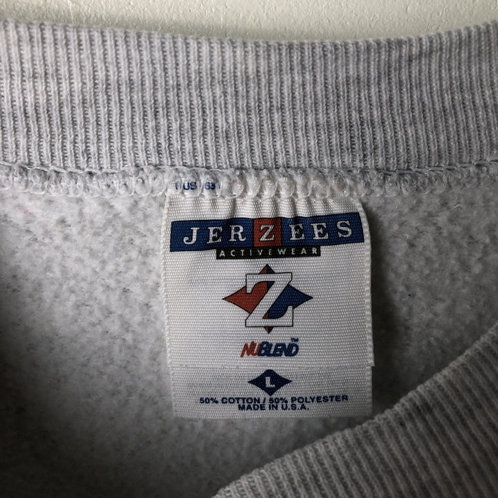 Vintage 90'S Jerzees triple print college sweatshirt, made in the USA, men's size L cotton gray type Vintage Second Hand