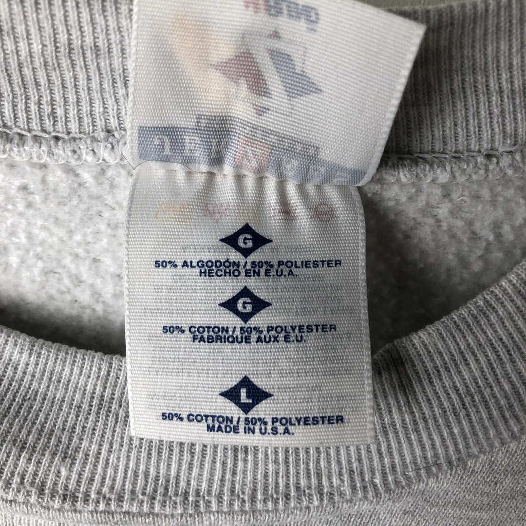 Vintage 90'S Jerzees triple print college sweatshirt, made in the USA, men's size L cotton gray type Vintage Second Hand