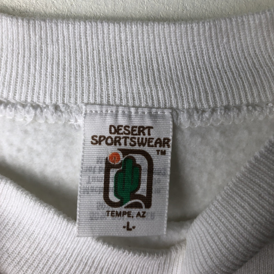 Vintage 90'S DESERT SPORTSWEAR triple print college sweatshirt, made in the USA, size L, men's polyester white type Vintage Second Hand
