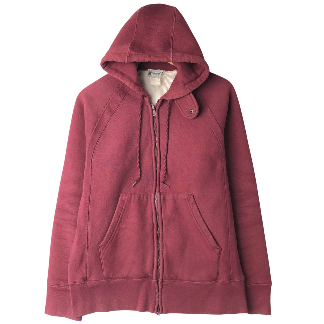 WORKADAY Full-Zip Hoodie, Made in USA, Men's XL cotton red type reddish brown Vintage Second Hand