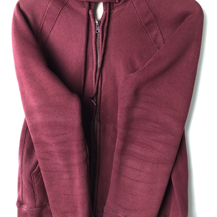 WORKADAY Full-Zip Hoodie, Made in USA, Men's XL cotton red type reddish brown Vintage Second Hand
