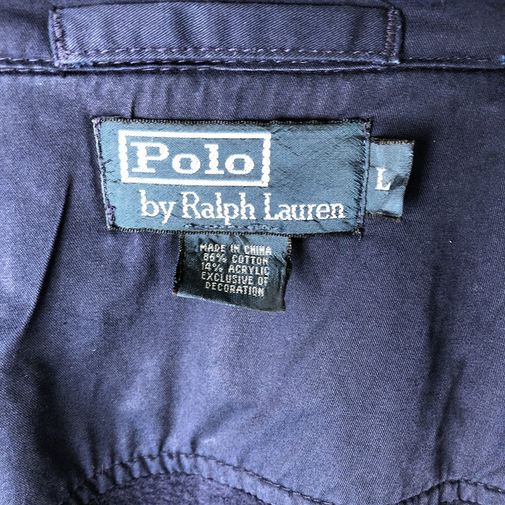 Ralph Lauren POLO by Ralph Lauren full zip sweatshirt, men's size L cotton navy blue type Vintage Second Hand