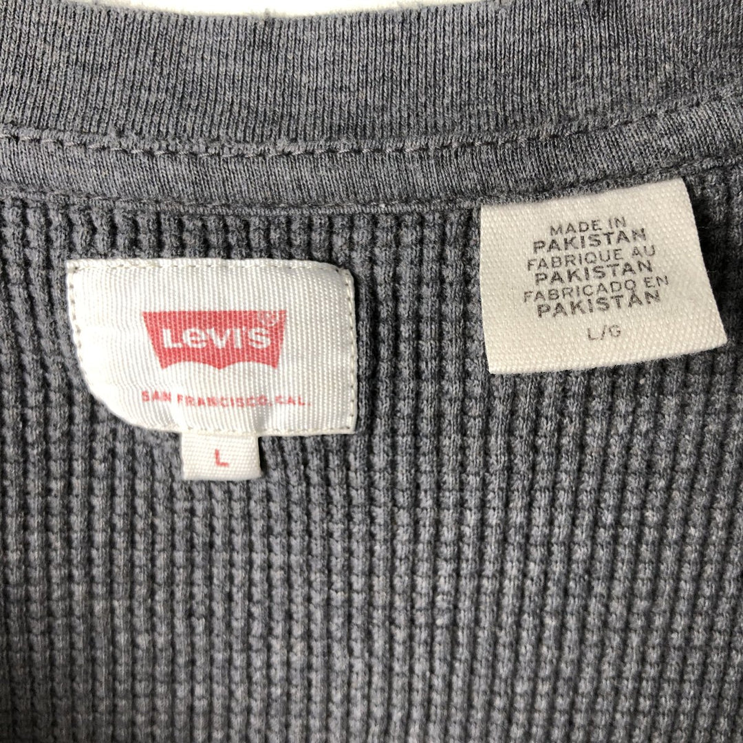 Levi's Thermal Long T-Shirt, Waffle, Men's Size L cotton gray type Vintage Second Hand