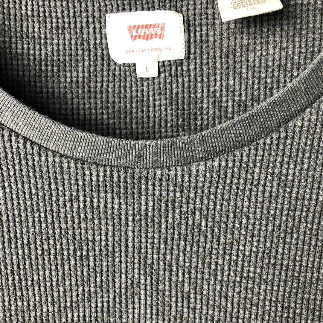 Levi's Thermal Long T-Shirt, Waffle, Men's Size L cotton gray type Vintage Second Hand