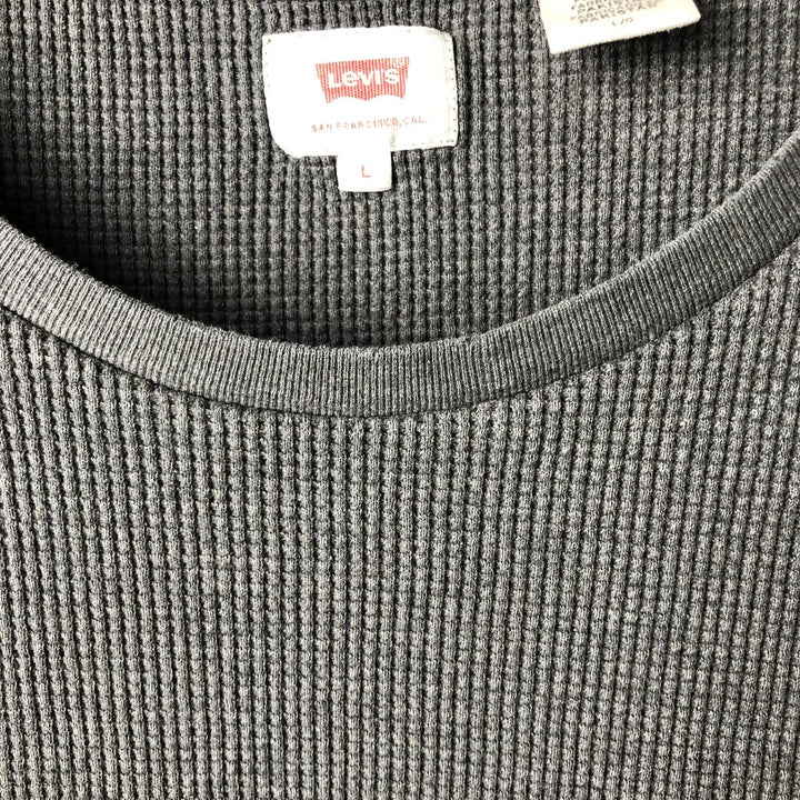 Levi's Thermal Long T-Shirt, Waffle, Men's Size L cotton gray type Vintage Second Hand