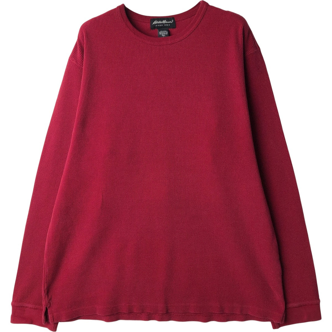 2000s~ Eddie Bauer Thermal Long T-Shirt, Waffle, Men's Size L cotton red type Vintage Second Hand