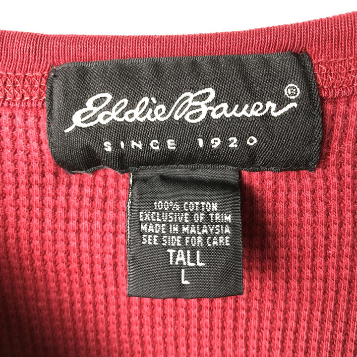 2000s~ Eddie Bauer Thermal Long T-Shirt, Waffle, Men's Size L cotton red type Vintage Second Hand