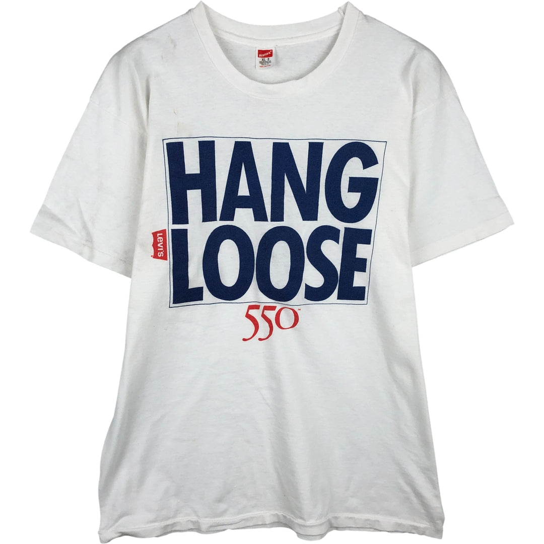 Vintage 1980'S Hanes Levi's Printed T-Shirt, Made in USA, Men's XL cotton white type Vintage Second Hand